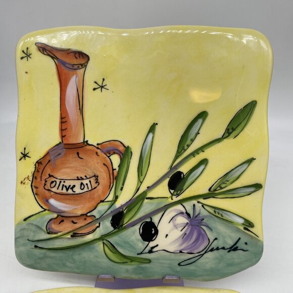 Julia Junkin "The Life of an Olive" pair of Trivets or Wall hanging Decor 6 1/2" - Picture 2 of 7